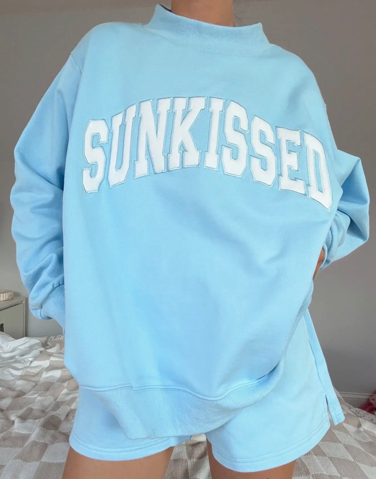 Berry Blue Sunkissed Embroidered Mockneck