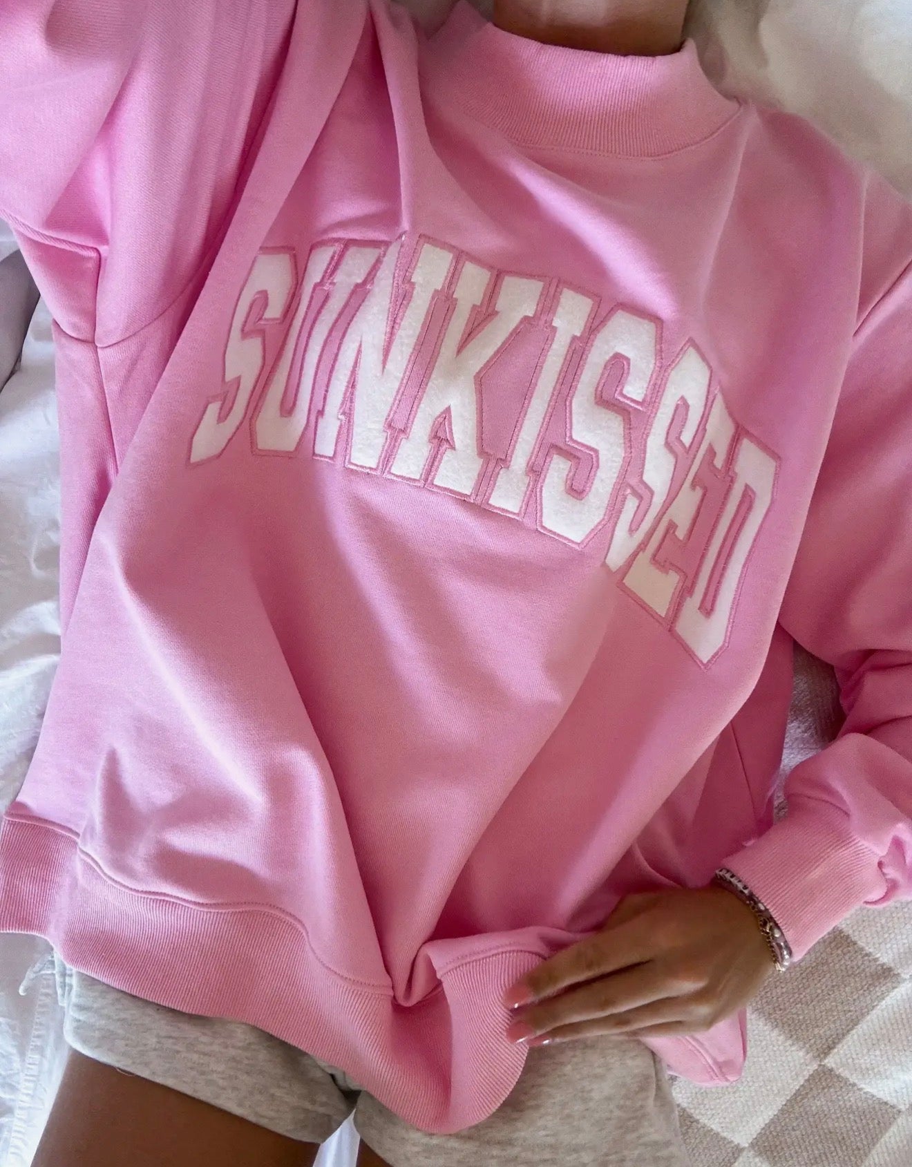 Lottie Pink Sunkissed Embroidered Mockneck