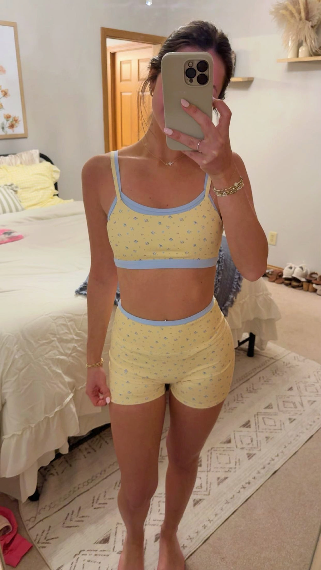 Lemon Ditsy Floral Double Layered Sports Bra