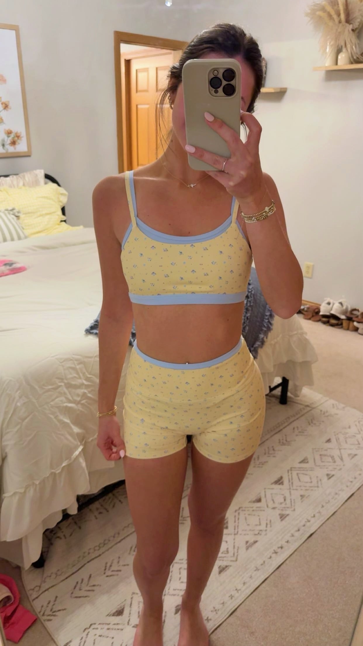 Lemon Ditsy Floral Double Layered Sports Bra