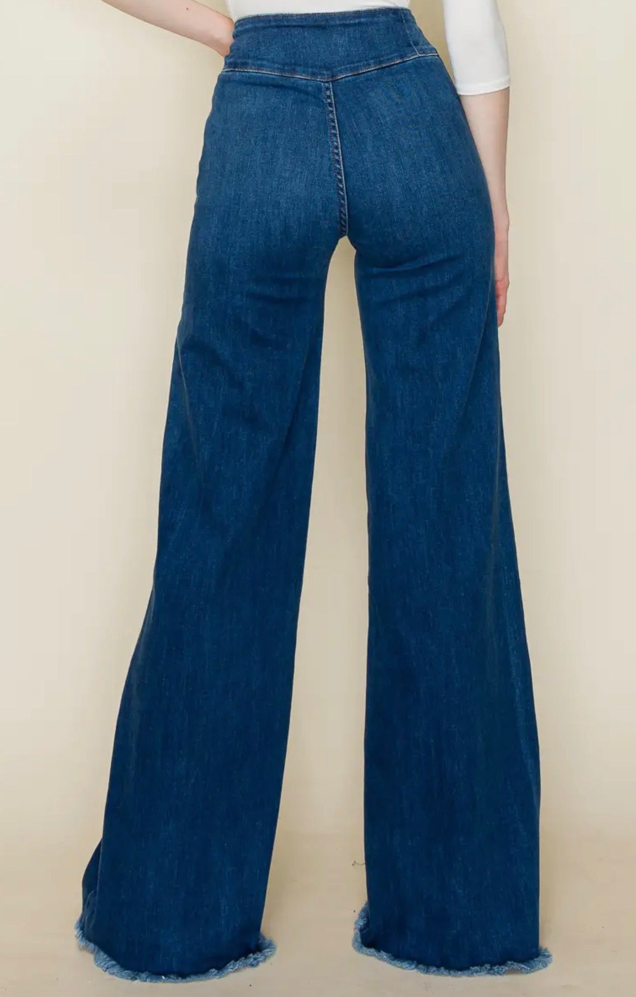 Front Seam Wide Leg Denim Jeans