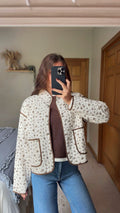 Brown Petals Quilted Jacket