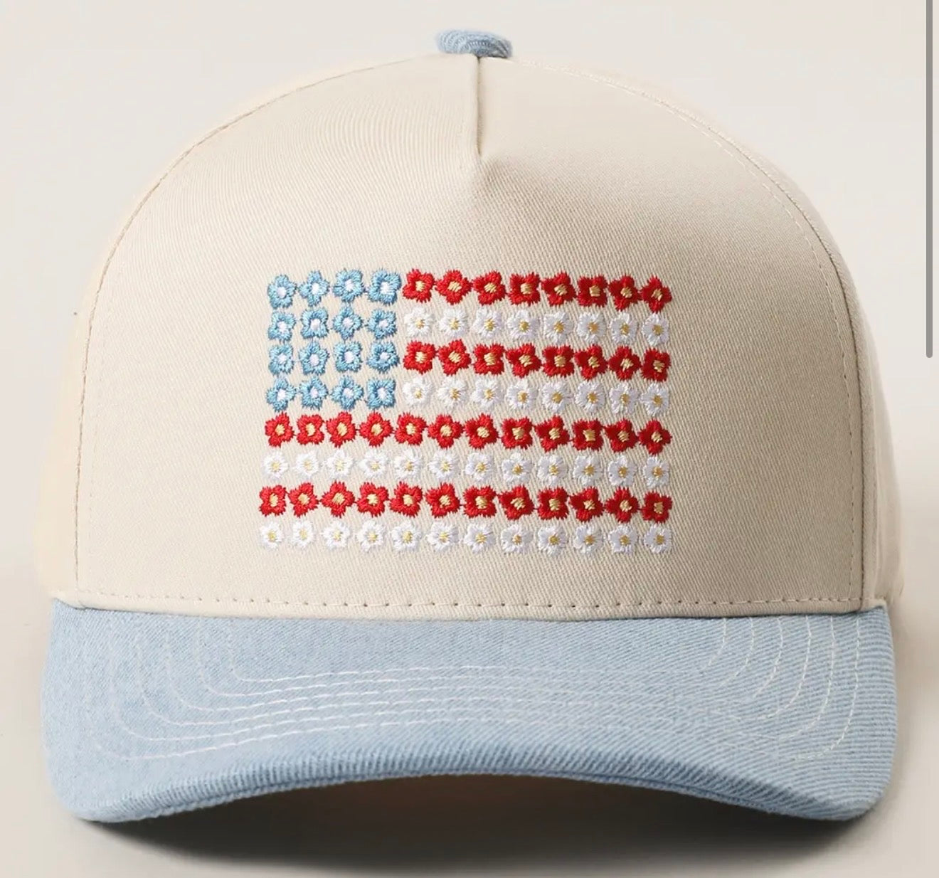 Floral American Flag Trucker Hat