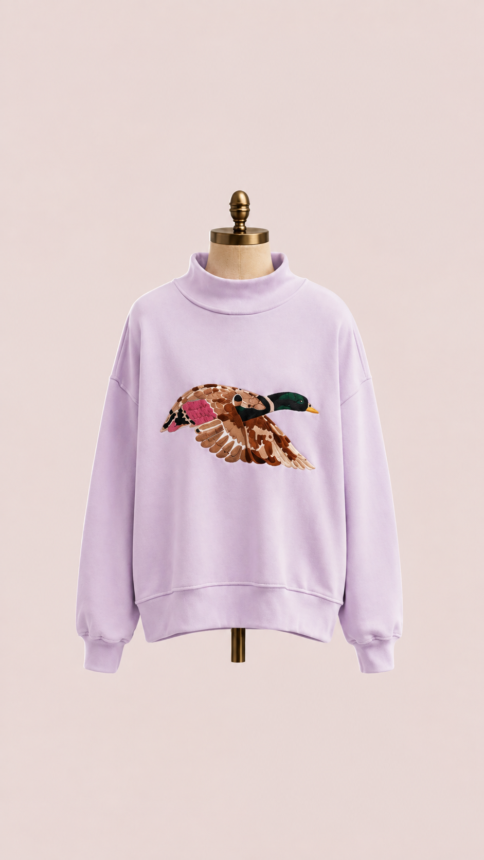 Lavender Embroidered Mallard Mockneck PREORDER